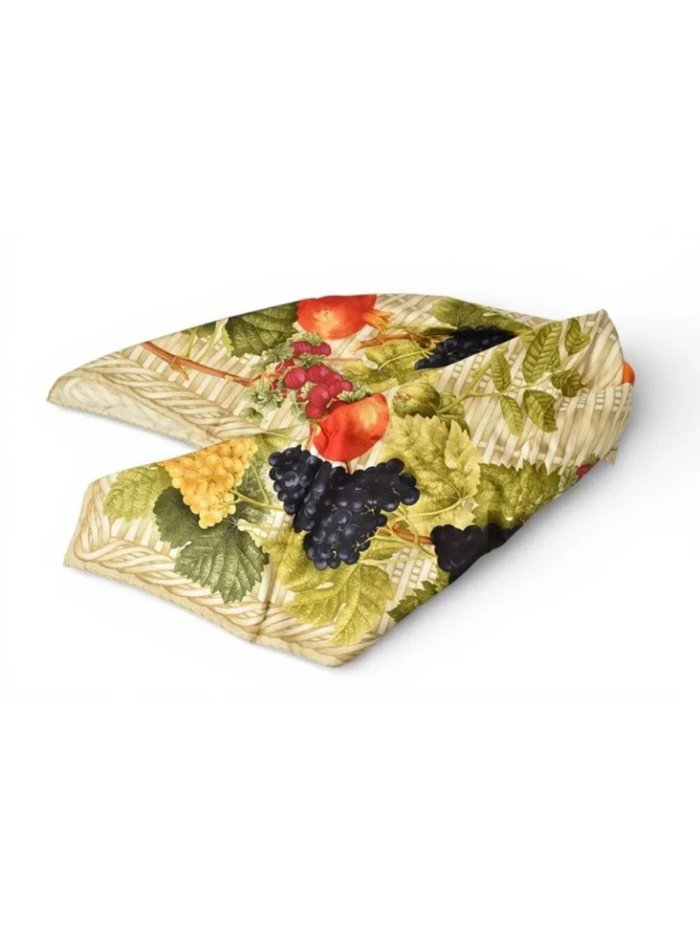 Gucci Scarf Vintage Large Fruit Pattern Beige Multi